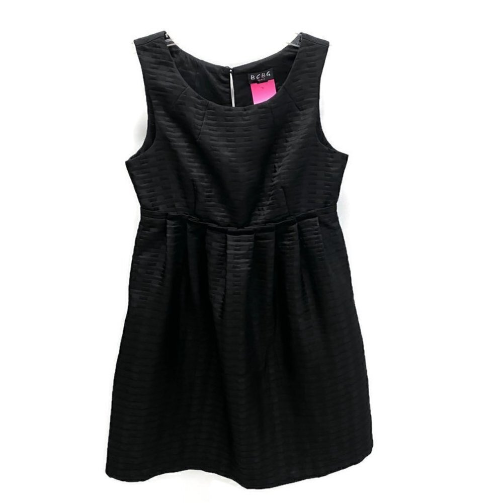 BCBG Black Gathered At Waist Sleeveless Dress